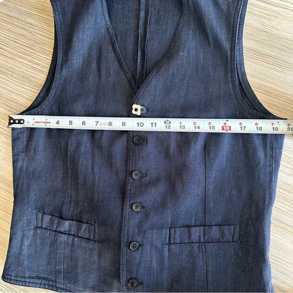 Lardini // Men’s Linen Navy Vest made in Italy size 48 - Picture 12 of 13